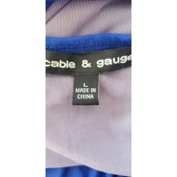 CABLE AND GAUGE ROYAL BLUE EMBELLISHED COLD SHOULDER TOP SZ LARGE - Picture 6 of 8